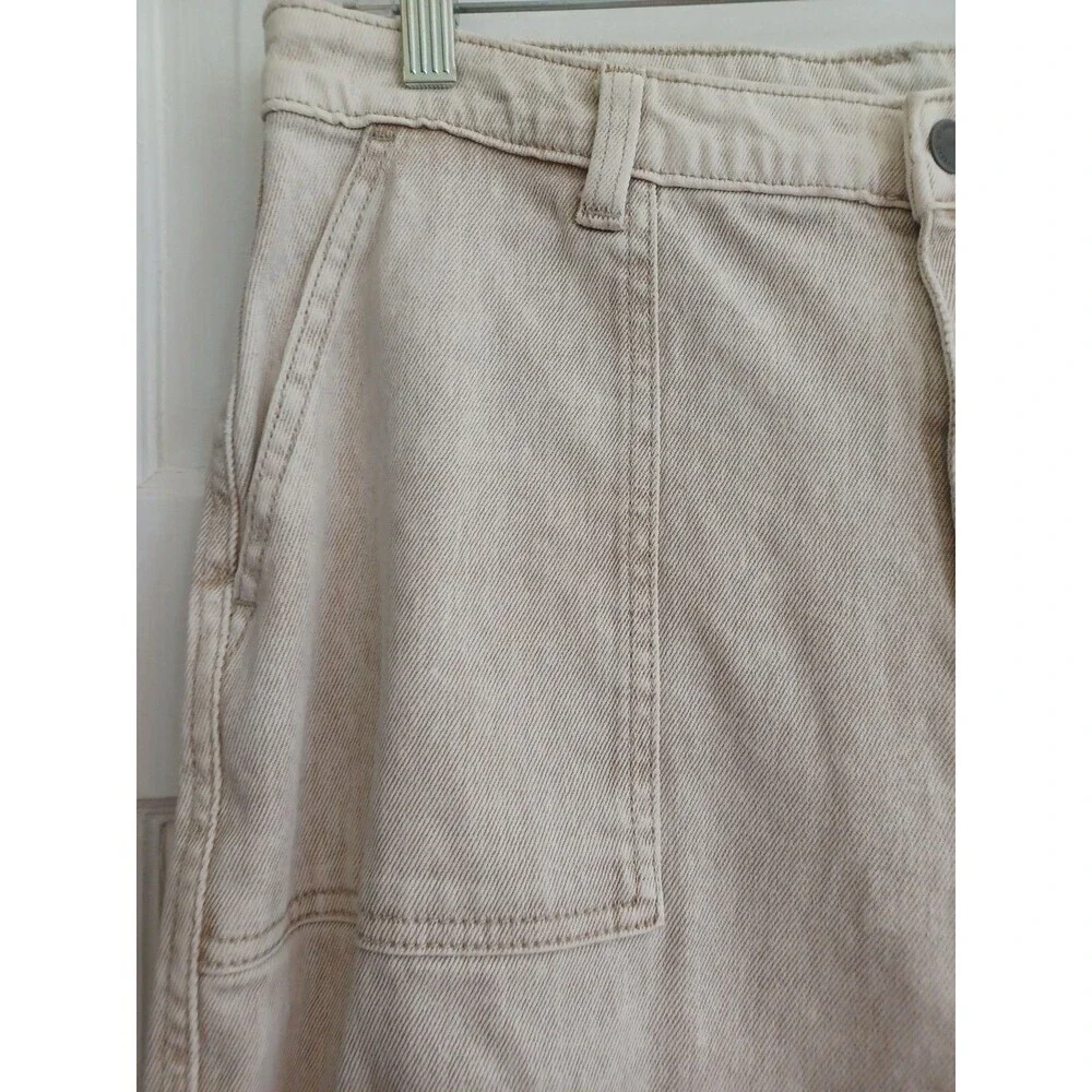 Universal Thread beige wide leg cropped jeans women's 12 neutral stonewash